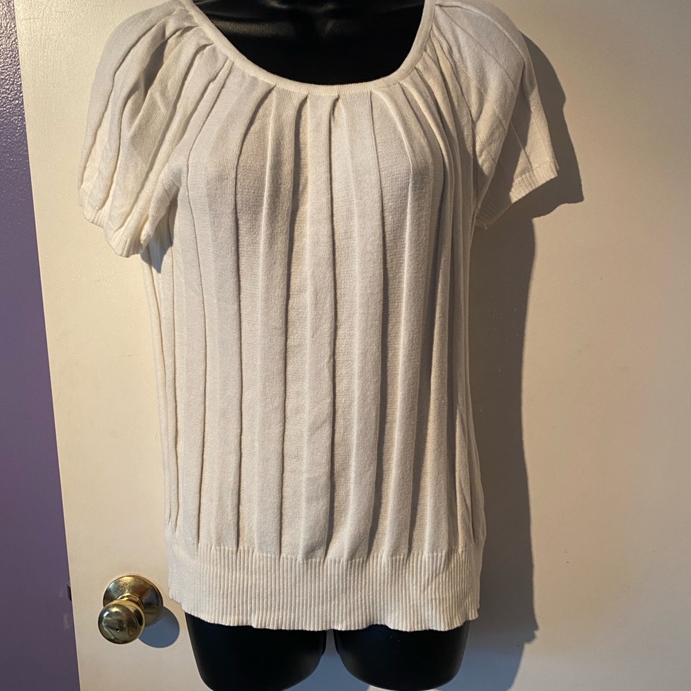 Joseph A. Cream Pleated Knit Top SizeXL